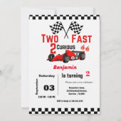 Invitation Deux voitures rapides course Boy 2ème anniversaire (Devant)