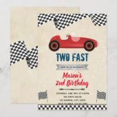 Invitation Deux voitures rétro rapides anniversaire (Devant / Derrière)