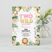 Invitation Deux Wild 2e anniversaire fête Safari Animaux Part (Debout devant)