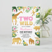 Invitation Deux Wild 2e anniversaire fête Safari Animaux Part (Debout devant)