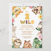 Invitation Deux Wild 2e anniversaire fête Safari Animaux Part (Devant)