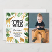 Invitation Deux Wild 2e anniversaire fête Safari Animaux Part (Devant)