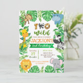 Invitation Deux Wild 2e anniversaire Safari Animaux Invitatio (Debout devant)