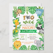 Invitation Deux Wild 2e anniversaire Safari Animaux Invitatio (Devant)