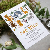 Invitation Deux Wild 2e anniversaire Safari Animaux mignons E