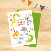 Invitation Deux Wild 2e anniversaire Safari Animaux mignons E
