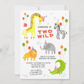 Invitation Deux Wild 2e anniversaire Safari Animaux mignons E (Devant)