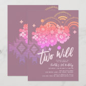 Invitation Deux Wild Boho Floral Super 2e fête d'anniversaire (Devant / Derrière)