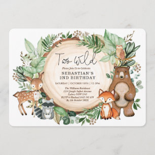 Invitation DEUX WILD Greenery Woodland 2e fête d'anniversaire