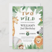 Invitation Deux WILD Safari animal 2e anniversaire (Devant)