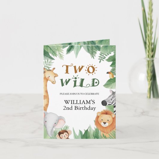 Invitation Deux WILD Safari animal 2e anniversaire (Devant)