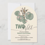 Invitation Deux Wild Safari Giraffe Animal fête d'anniversair (Devant)