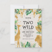 Invitation Deux Wild Safari Green Gold Ecru 2e anniversaire (Devant)