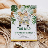 Invitation DEUX WILD Safari Jungle Animaux 2e anniversaire