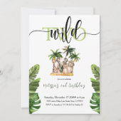 Invitation Deux Wild Second Safari Animaux Anniversaire (Devant)