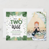 Invitation Deux Wild Tropical Safari Gold Boy Deuxième annive (Devant)