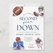 Invitation Deuxième année bas football thème garçon 2e annive (Devant)