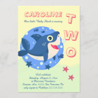 Deuxième anniversaire bébé requin sous la mer jaun