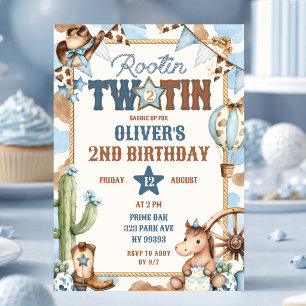Invitation Deuxième anniversaire Blue Rootin Two-Tin