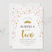 Invitation Deuxième anniversaire de la princesse| Gold & Pink (Devant)