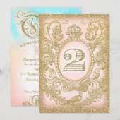 Invitation Deuxième anniversaire Il était une fois Princesse (Devant / Derrière)