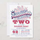 Invitation Deuxième Anniversaire Patriotic One Little Firecra (Devant)