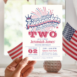 Invitation Deuxième Anniversaire Patriotic One Little Firecra
