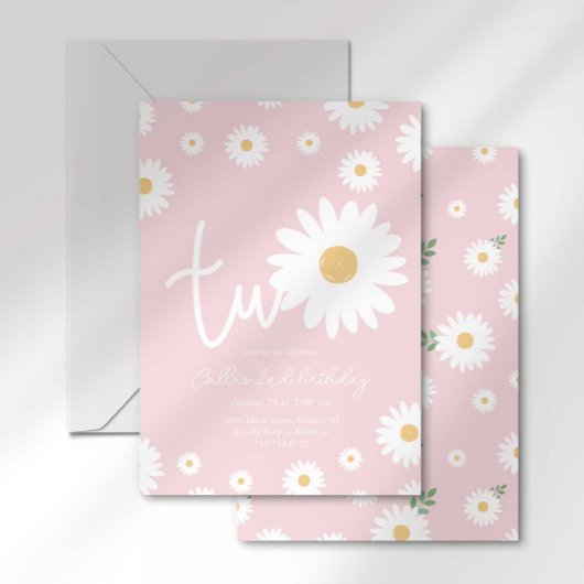 Invitation Deuxième anniversaire Retro Daisy Two Groovy