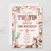 Invitation Deuxième anniversaire rose Rootin Two-Tin (Devant)