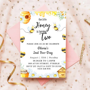 Invitation Deuxième jour de l'abeille Notre petit miel a deux