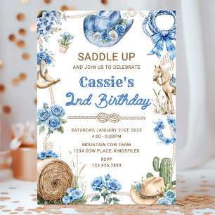 Invitation Deuxième Rodéo Cow-boy Anniversaire Thème Far West
