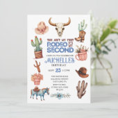 Invitation Deuxième Rodeo Cowgirl Boy 2e Anniversaire occiden (Debout devant)