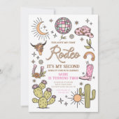 Invitation Deuxième Rodeo Disco Cowgirl Retro 2e anniversaire (Devant)