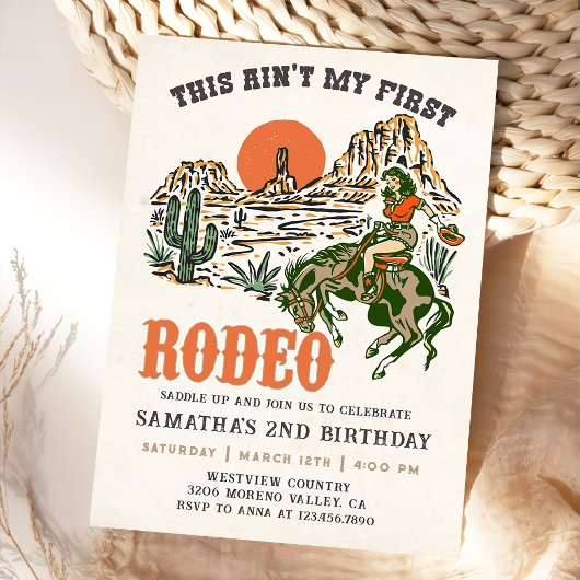 Invitation Deuxième Rodéo Western Cowboy 2e anniversaire