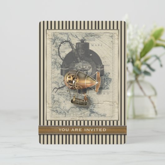 Invitation d'événement de dirigeable de Steampunk (Debout devant)