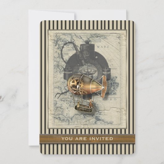 Invitation d'événement de dirigeable de Steampunk (Devant)