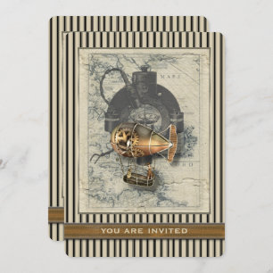 Invitation d'événement de dirigeable de Steampunk