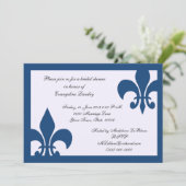 Invitation d'événement de Fleur de Lis bleu-foncé (Debout devant)