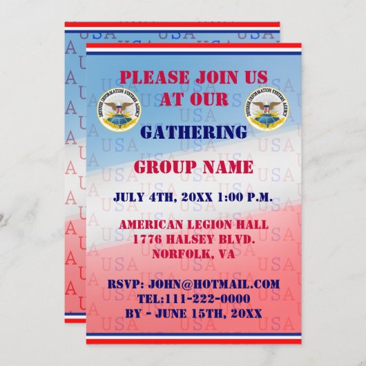 Invitation d'événement DISA (Devant / Derrière)