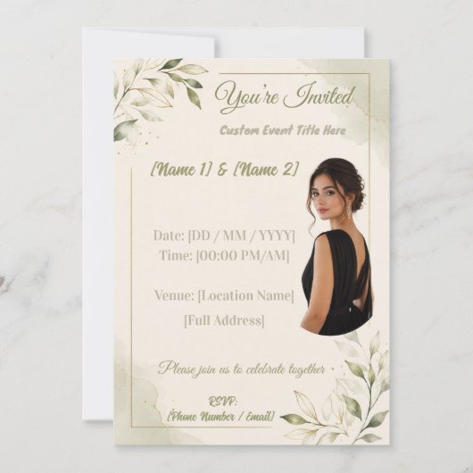 Invitation d'événement modifiable | Modèle de phot (Devant)