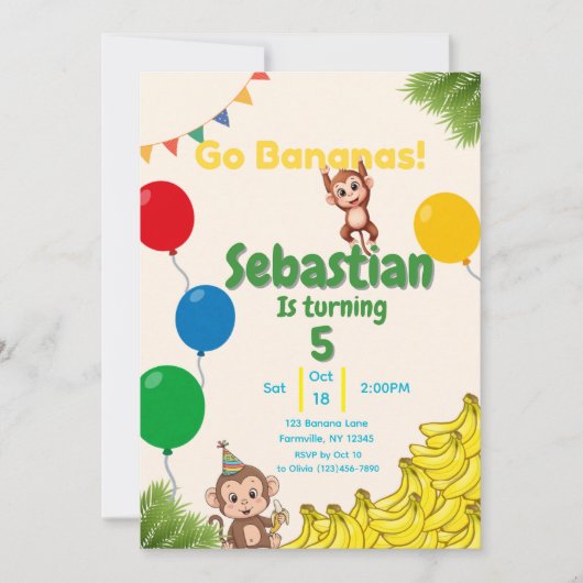 Invitation Devenir Bananas- Un tas de plaisir (Devant)