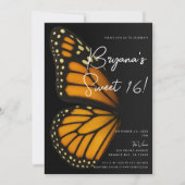 Invitation Devenir Papillon Monarque Mariposa Sweet 16 (Devant)