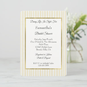 Invitation Déversement de mariage aux rayures jaunes chic  