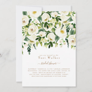 Invitation Déversement Floral Blanc en Cascade pour une Fête