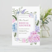 Invitation Déversoir de mariage floral esthétique d'hortensia (Debout devant)
