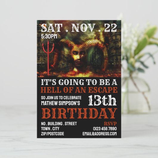 Invitation Devil's Hell Theme, Escape Room Anniversaire (Debout devant)