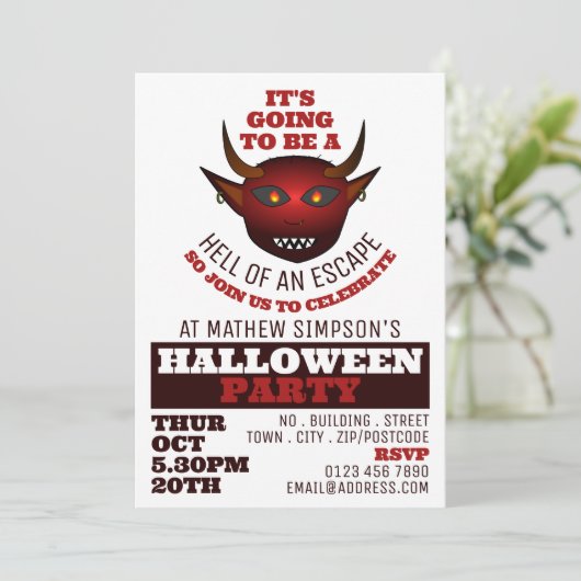 Invitation Devil's Hell Theme, Escape Room Halloween Party (Debout devant)