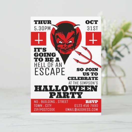 Invitation Devil's Hell Theme, Escape Room Halloween Party (Debout devant)