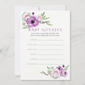 Invitation Devine bébé shower Floral Violet et Sauge (Devant)