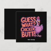 Invitation Devine quoi ? Un derrière de poulet ! Design amusa (Devant / Derrière)